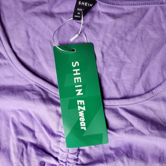 NWT SHEIN EZwear Violet Purple Solid Drawstring Ruched Tee Size 6 - Picture 11 of 16